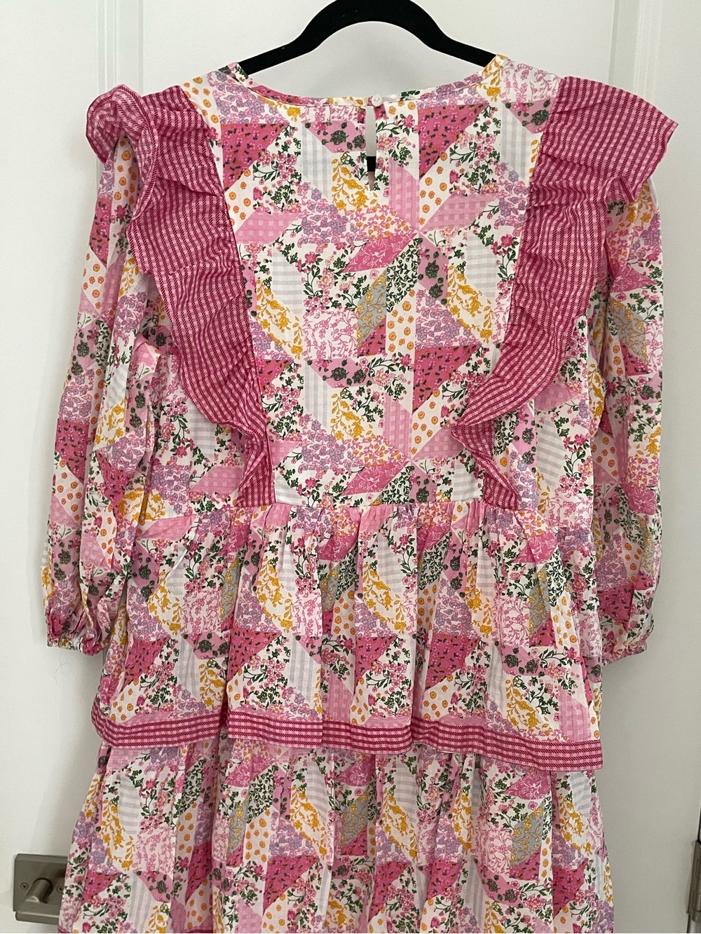 NEW Simply Southern Pink Patchwork Tiered Ruffled Long Sleeve Maxi Dress NWT G53 - Picture 5 of 7